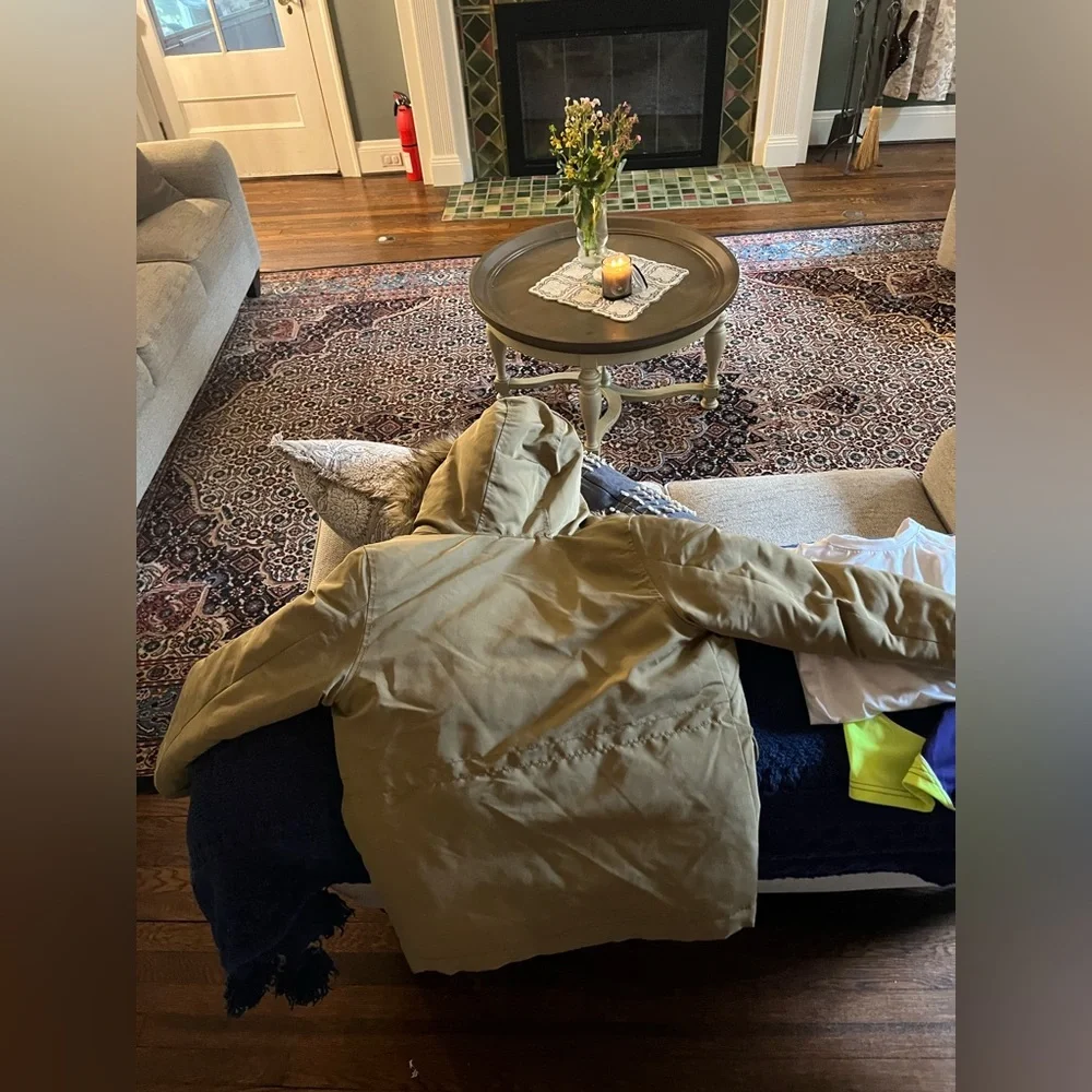 GAP Burgundy and Tan Parka with Fur Hood - Picture 4 of 6